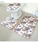 Waterproof Polyester 3pc Bathroom Rug Set Toilet Lid Covers