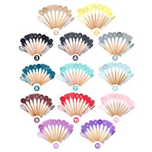 Quality 12 pcs Silicone shovel spoon wooden kitchenware kitchen utensil sets wholesale
