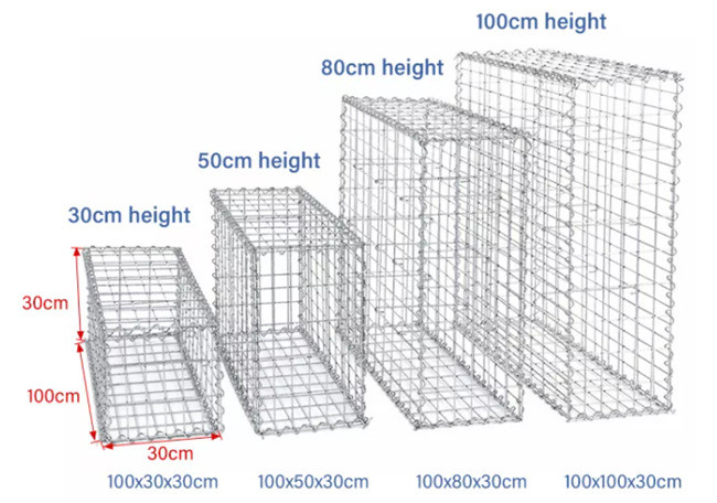 100 X 80 X 30cm Galvanized Gabion Box Welded Reinforced Stone Fence