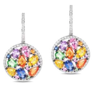 Quality Color Change Stone Hot Selling Fashion Multi Color Round Shape Drop Earrings for Women Party wholesale
