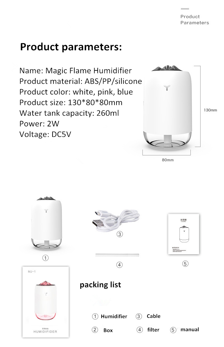 HOMEFISH 260ML Room Humidifier ABS PP Silicone Car Air Humidifier
