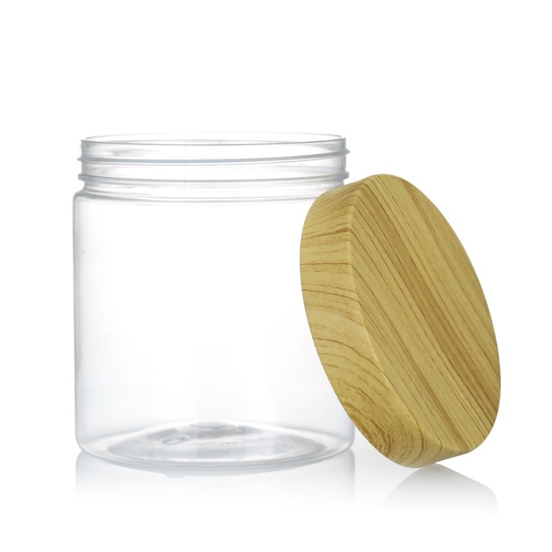 Clear PET Plastic Jar 80ml 100ml 120ml 150ml 200ml 250ml With Bamboo Lid