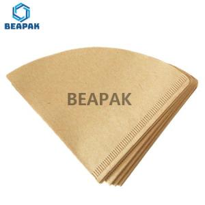 Quality Cone Disposable V60 Drip Coffee Filter Bags Unbleached Natural Paper wholesale