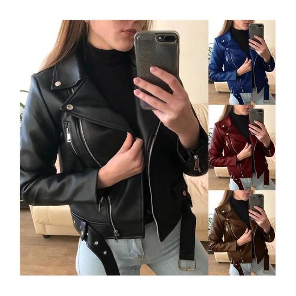 Leather Jacket Winter and Autumn Fall Apparel Clothes for Women Cardigan Blazer