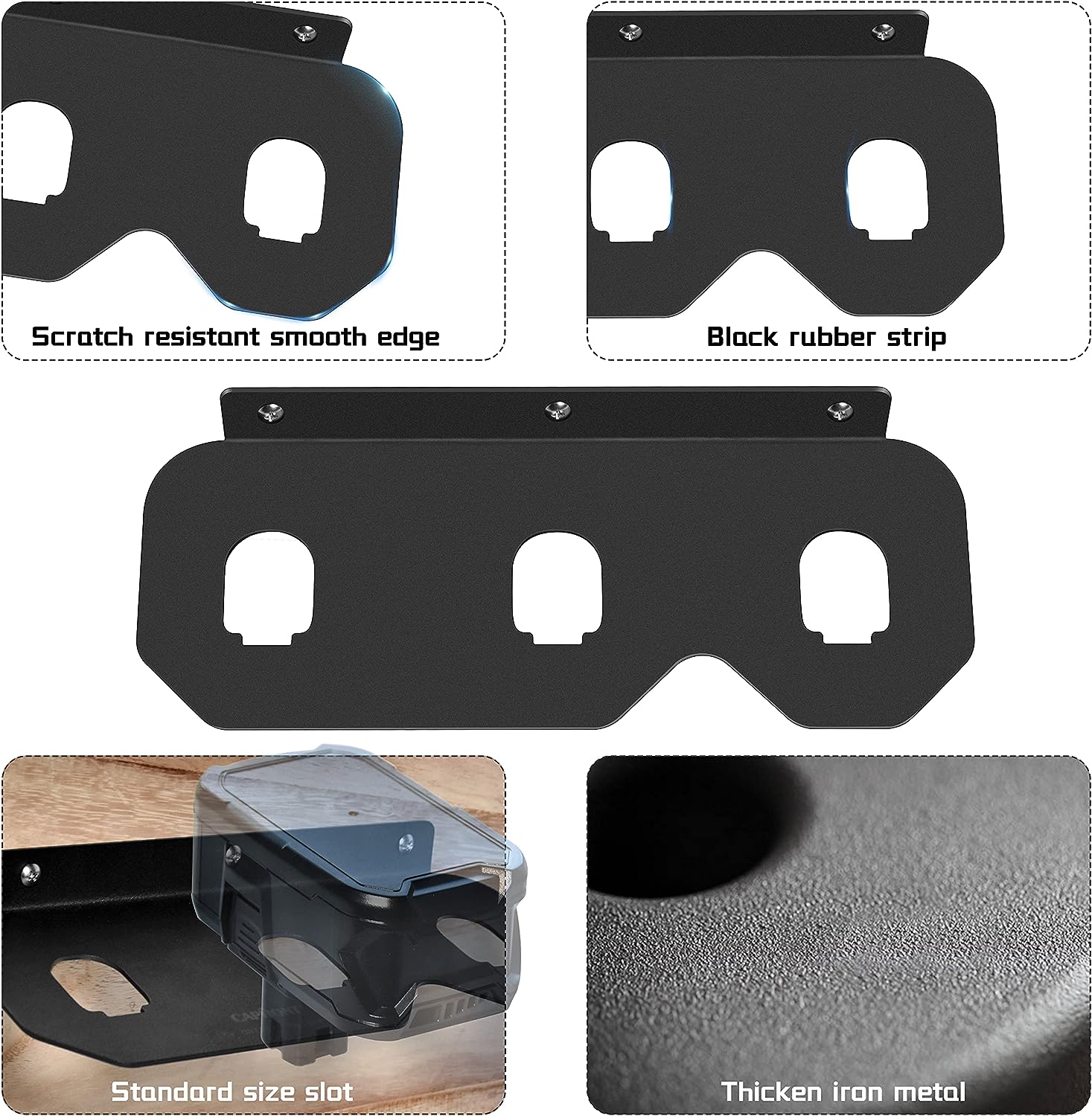 3 Slot Battery Storage Holder Wall Mount Rack ANTI-RUST Compatible with 18V Battery