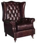 Retro Brown Genuine Leather Chesterfield Armchair For Home Office Bar