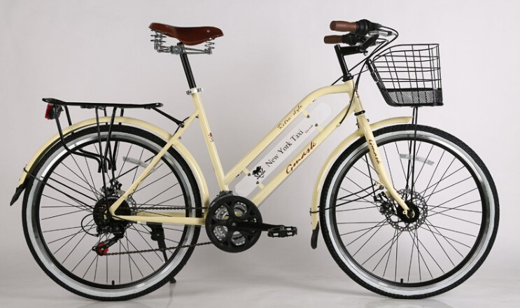 CE standard hi-ten steel 24/26 inch New York style city bike with Shimano 6/7 speed and Cowhide seat