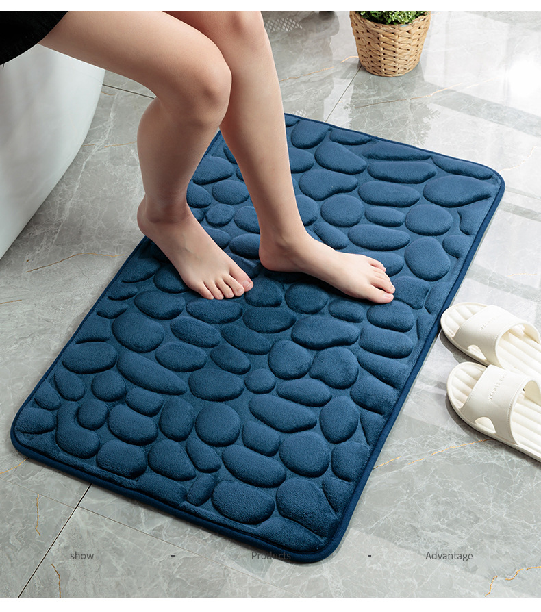 Custom Logo Cobblestone Embossed Bathroom Non-slip Carpets for Bathtub and Shower Room