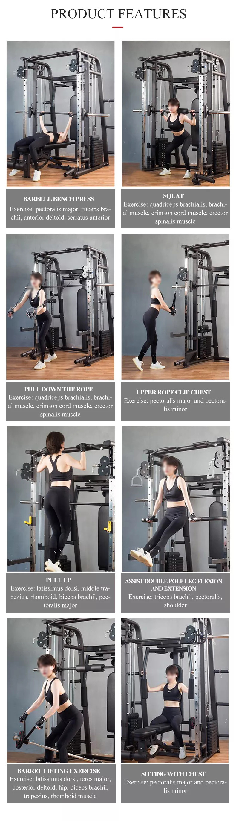 New Design Hot Sell Dezhou Functional Trainer &amp; Smith Squat Commercial Gym Equipment / Smith Machine