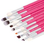 Jessup 15pcs Rose-carmin/Silver Eye Makeup Brush Set Wood Handle Cosmetic Makeup