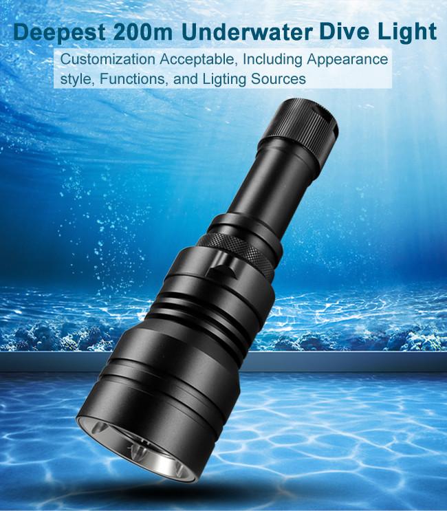 4500 Lumens Underwater Diving Flashlight IP68 Rechargeable Dive Torch