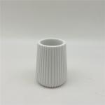 White Sand Polyresin Clear Bathroom Accessories With Vertical Stripe Wood Parts