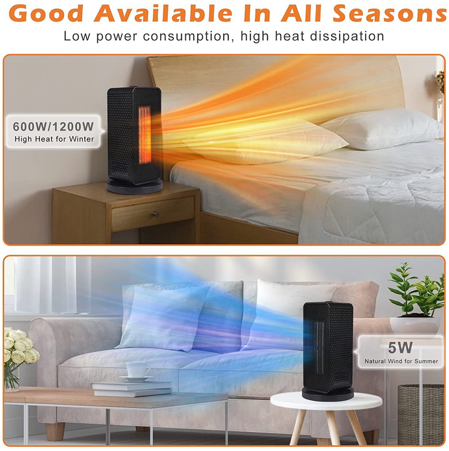 Household Vertical Electric Heater with Quick Heating Waterproof Function