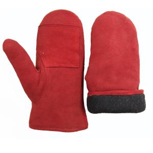Quality Sheepskin Leather Mitten Gloves , Winter Waterproof Leather Ski Gloves wholesale