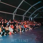 Black Color Polygon Tent / Fashion Show Tent Decorated With Lights