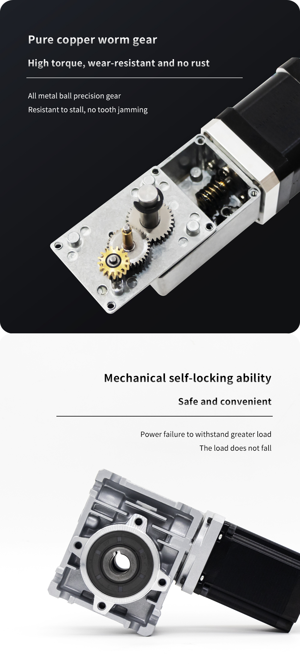 Customized Nema 23 Stepper Motor with 76mm Height and Worm Gearbox Single/Double Shaft