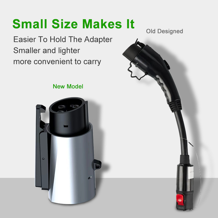 20KW Rated Power Black and Silver Tesla to Type 1 J1772 EV Charger Connector Adapter for Engergy Electric Car Charging