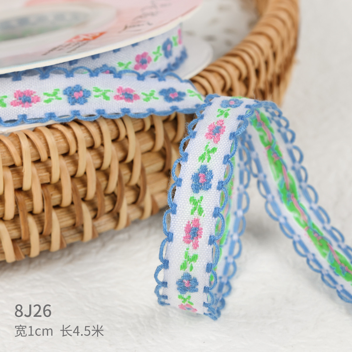 15mm*50y Pastoral Floral Cotton Ribbon Baking Cake Ribbon Bow DIY Material Decoration Ribbon Flower Bouquet Packaging