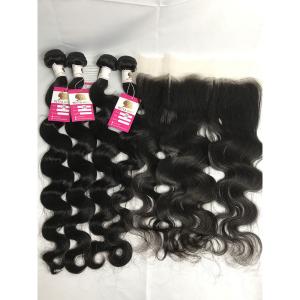 Quality Full Thick Yetta Body Wave Virgin Brazilian Hair 4 Bundles With Frontal wholesale