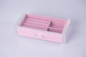 Quality Pink Velvet Drawer Acrylic Tabletop Jewelry Organizer wholesale