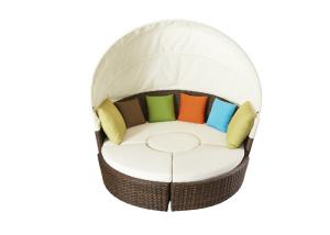 Quality Patio Round Shaped Canopy Type Rattan Outdoor Sunbed wholesale