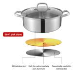 Chinese Style 2 Compartments Kitchen Pots Induction Cooker Hot Pot 304 Stainless