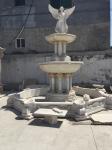 Angel With Wings Statue Carved Stone Marble Fountain Column