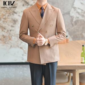 Quality OEM Slim Italian Style Peaked Lapel Suit for Men's Professional Business in Caramel Color wholesale