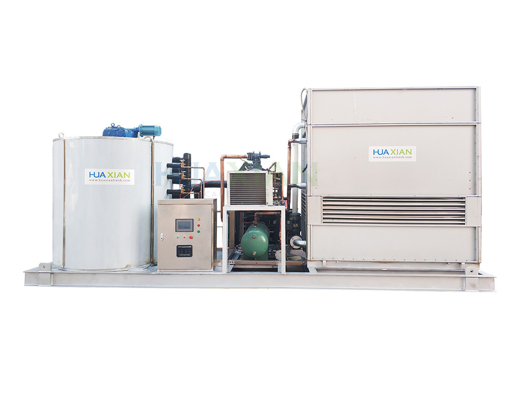 20 Ton Flake Ice Machine Evaporative Fresh Water 56kw For Ice Plant