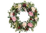 PVC Plastic Polyester Rose Artificial Flower Wreaths 15.7''