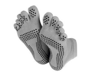 Quality Custom logo Grey Grippers/Trampoline Non-Slip Crew Yoga Toe Socks wholesale
