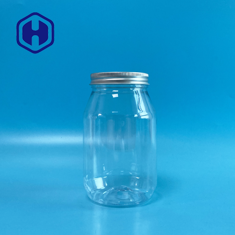 560ml Snacks Mason Plastic Bottle Jar With Aluminum Top 136mm Height