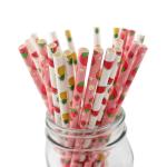 Customer Printed Paper Party Straws 0.25 Inches Diameter Durable Reusable