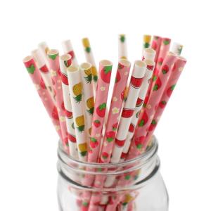 Quality Customer Printed Paper Party Straws 0.25 Inches Diameter Durable Reusable wholesale