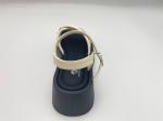 Women white bottomed sandals with rhinestone with pure color and genuine leather
