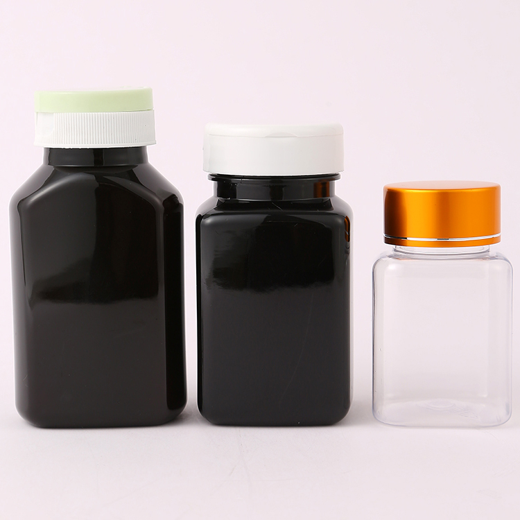 30cc 60cc 80cc 100cc 120cc Black Vitamin Pill Bottle Capsule PET Bottle With Flip