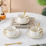 Packaged in Box Luxury White Tea Set with Elegant Bamboo Mugs and Modern Ceramic