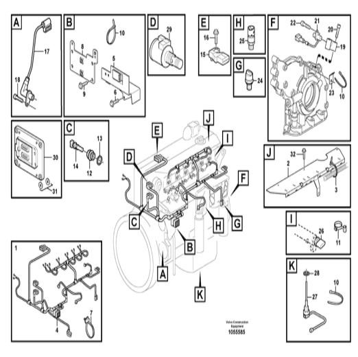 20893636 VOE20893636 Main Cable Harness Excavator Engine Parts For Vo-lvo EC240B EC240C