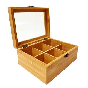 Quality Household 24x16x9cm Bamboo Tea Storage Box Wooden With Lid wholesale