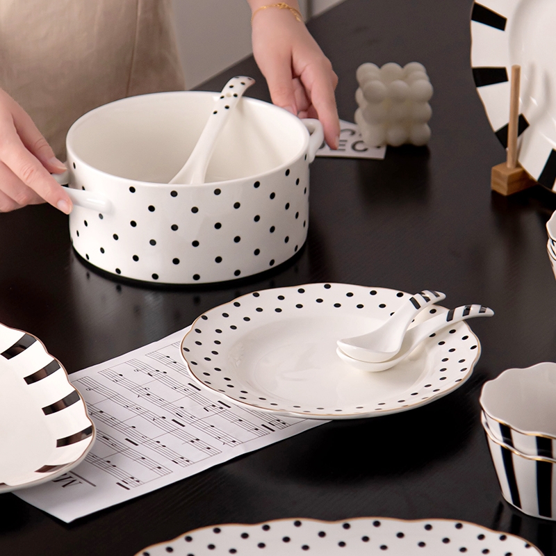 Under Glazed Fashion Ceramic Kitchen Plates Set Dinner Dinnerware For Party Occasion