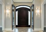 Durable Interior Solid Wood Doors Customized Size / Color With Tempered Glass