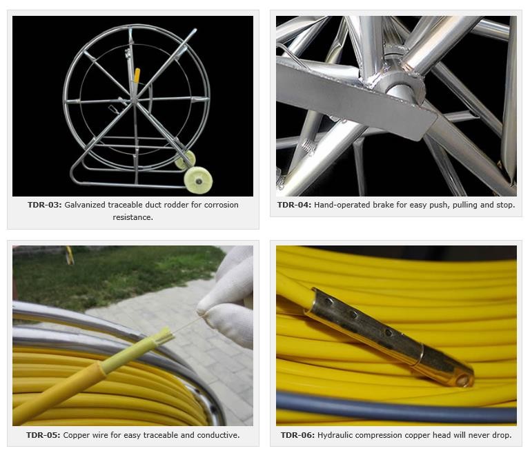 Steel Copper Wire Fiber Cable Assembly Traceable Duct Rodder For Excellent Conductivity