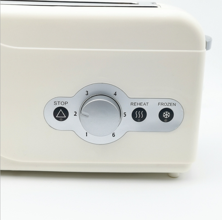 Timing Control Reheat Defrost Automatic Pop Up Plastic Toaster 750W Long Slot 2 Slice