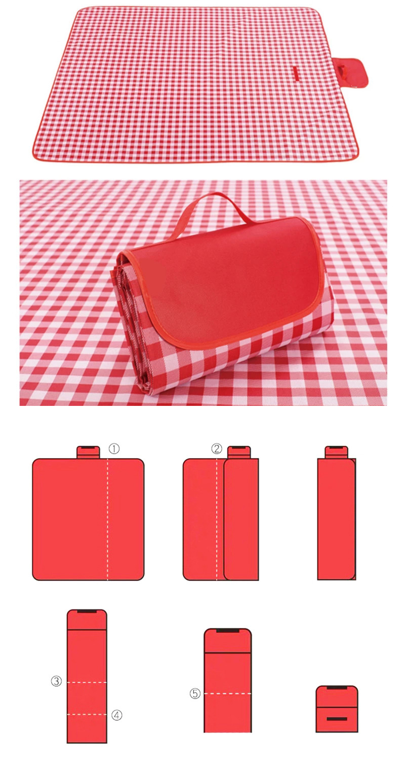 Foldable Gingham Outdoor Picnic Mat Sandproof Waterproof 2M Camping Beach Blanket