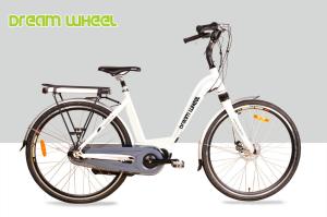 Quality White 36V 250W Electric Urban Bike , 700C Electric Town Bikes Middle Motor wholesale