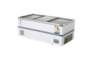 Quality Stainless steel material made of glass sliding door refrigerated refrigerated preservation island cabinet wholesale