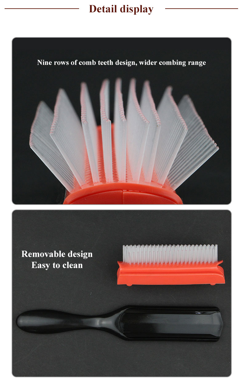 Nine Rows Removable Plastic Hair Comb Hair Massage Brush Customized Logo