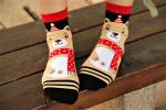 Lovely christmas bear patterned design winter cotton socks for women