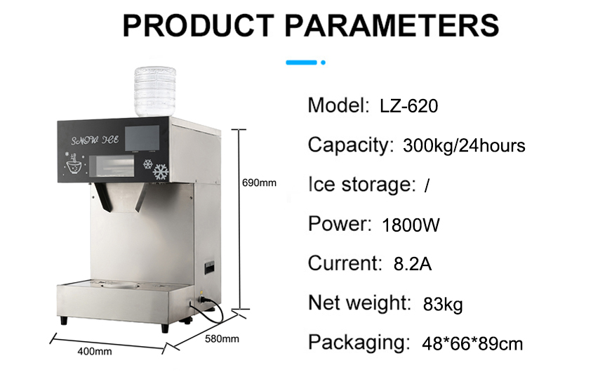 Customize Ice Storage Capacity 300kg 24Hours LZ-620 Ice Machine Snow Ice Maker Machine