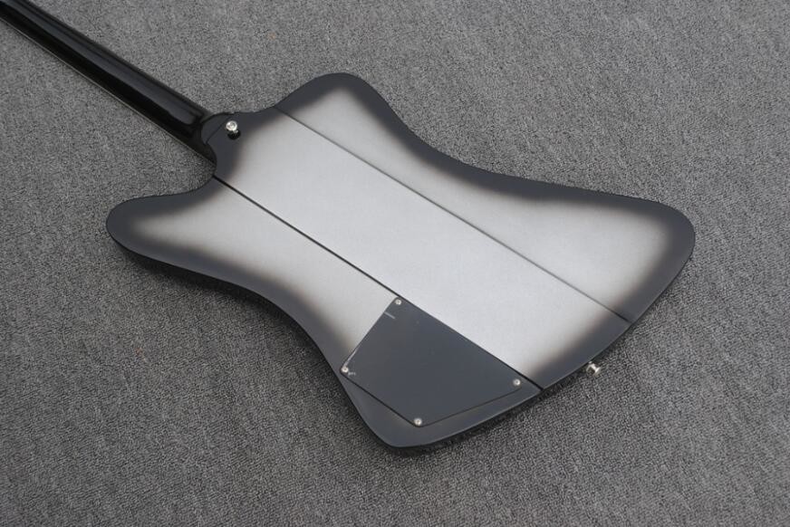 Lines up silver top Firebird Electric Guitar set-in neck style firebird custom guitar black edges firebird